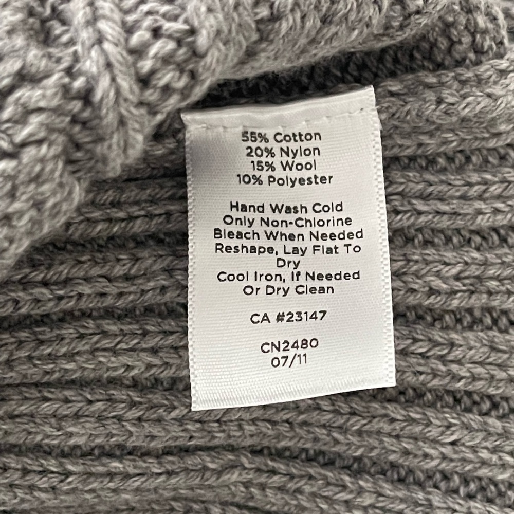 Talbots cowl neck wool blend sequins cable knit gray sweater - Picture 7 of 8